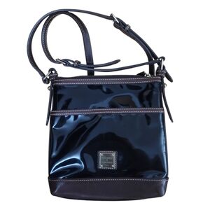 Dooney And Bourke Black And Brown Patent Leather Crossbody Bag